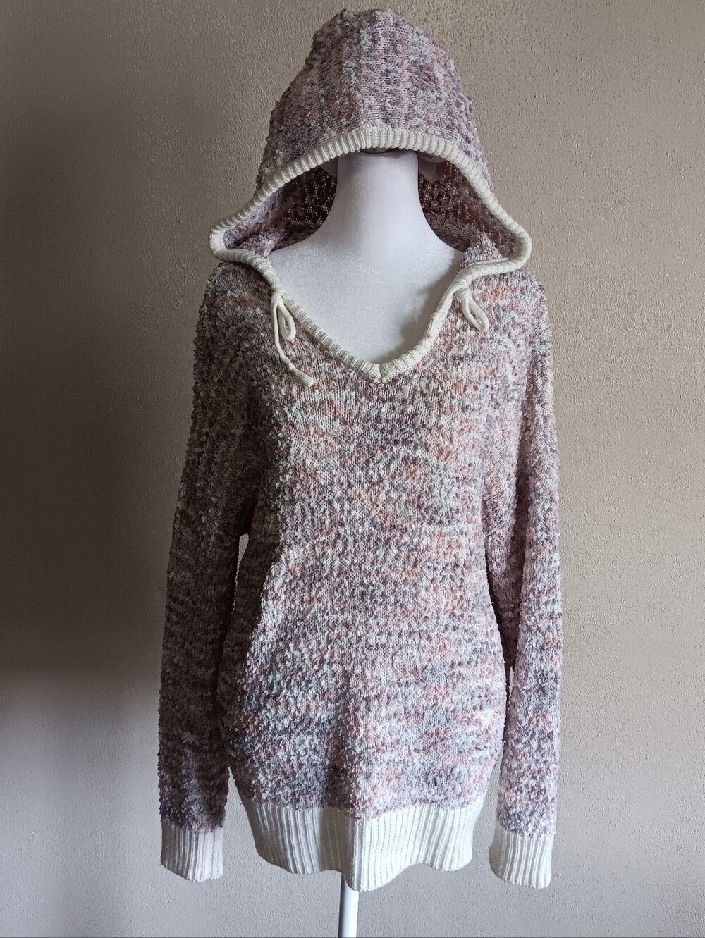 Cozy Hooded Women's Sweater, Light Pink Pastel Blend, Maurices 0X, Large To XL